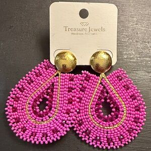 Treasure Jewels Pink and Gold Teardrop Earrings